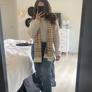 Rust Orange and White Plaid Scarf